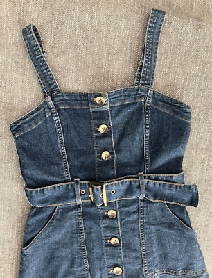 h&m denim dress women Ladies - Denim Blue Denim halterneck dress - Size: XL