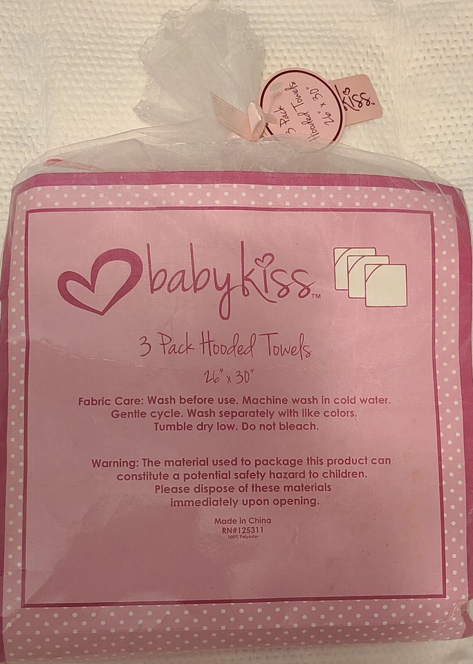 BABY KISS 3 -PACK HOODED TOWELS GIFT SET PINK PRINCESS IN TRAINING   "NEW" - Image 2 of 4