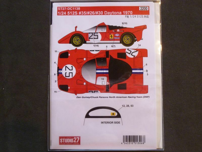 STUDIO 27 Decal ] 1/24 Ferrari 512S # 35 # 26 # 30 Daytona 1970