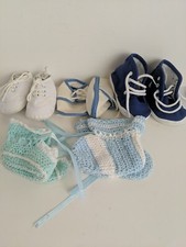 5 Pairs Vintage Newborn Baby, Doll, Shoes Cotton and Crochet