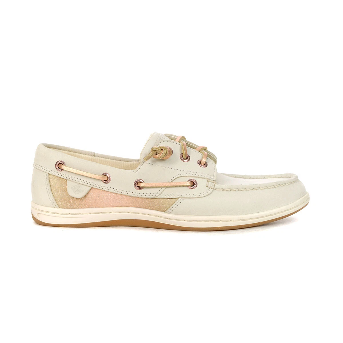 Sperry Women s Songfish Shimmer Off White Boat Shoes STS88613
