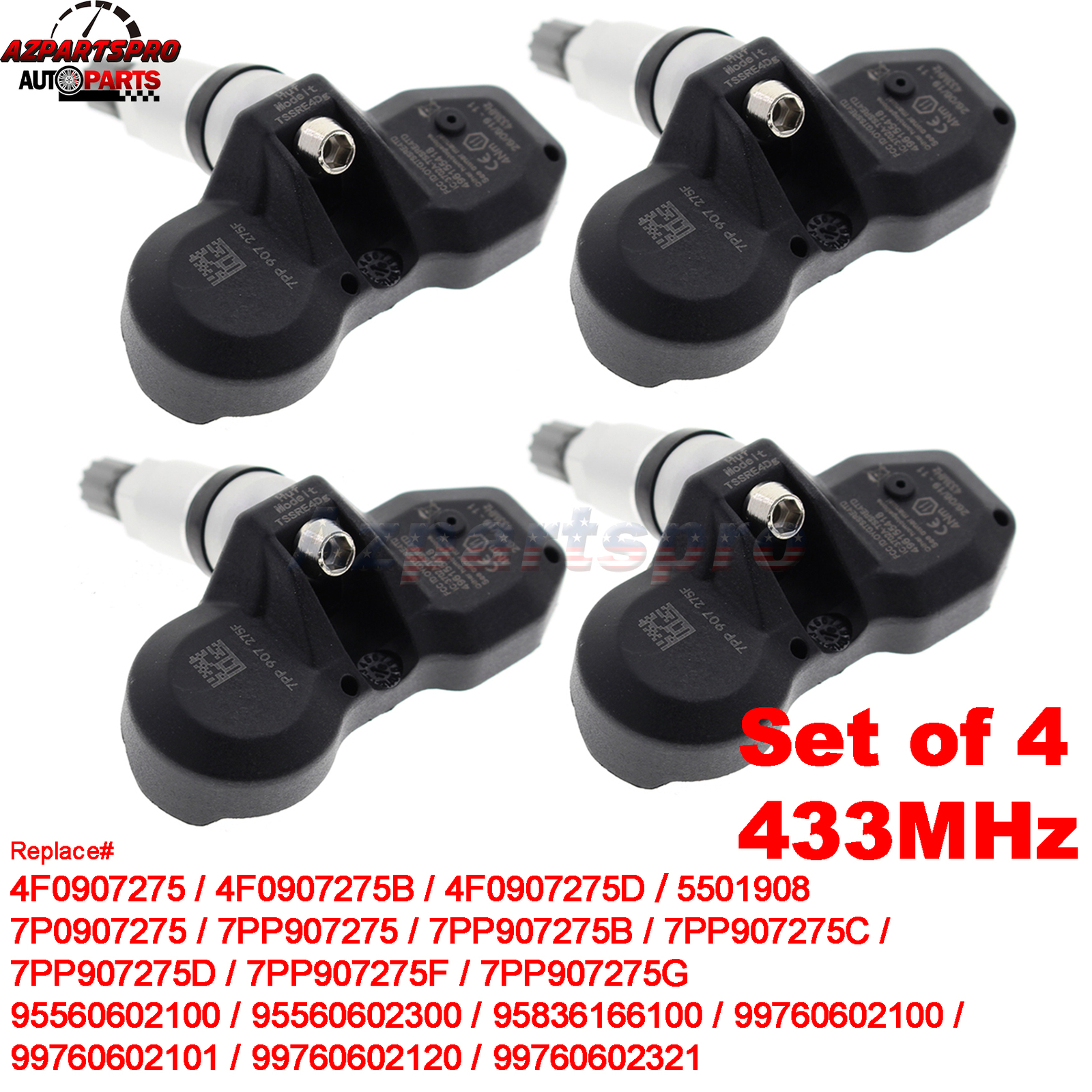 4x TPMS Tire Pressure Sensor 433MHz For Bentley Arnage Continental GT 2005-2012