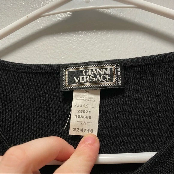 Abito tubino lana vintage Gianni Versace Couture gancio e occhiello petto taglia IT 40