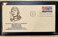 Official Lindbergh Memorial Fund First Day Cover Stamp Set Limited Edition #1567