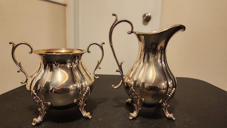 Reed & Barton Mini Creamer and Open Sugar. Winthrop pattern Reed & Barton Mini Creamer and Open Sugar. Winthrop pattern