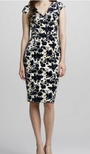 TORY BURCH "Dayton" Ivory and Purple Velvet Jacquard Floral Sheath Dress Size 4