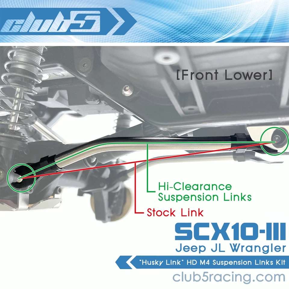 "Husky Link" HD M4 Hi-Clearance Suspension Links for SCX10 III JL Wrangler - Image 3 of 4