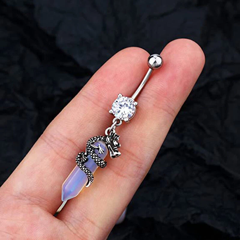 Belly Bars Navel Rings Crystal Healing Gemstone Belly Button Bar Body Jewellery - Изображение 3 из 4