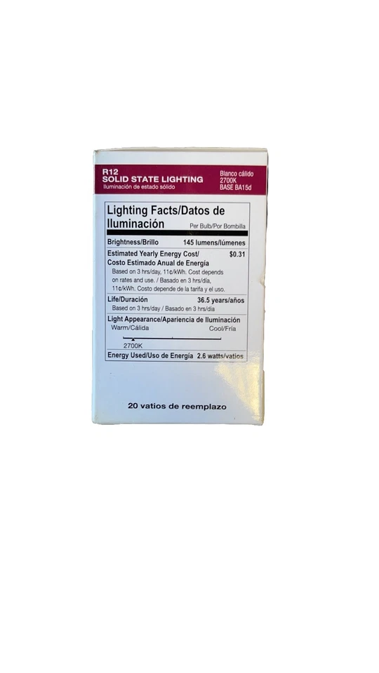 🔥(AN) Halco 80756 GBF/3WW LED R12 Flood Light Bulb 2.6W 2700K Warm White BA15d - Image 4 of 4