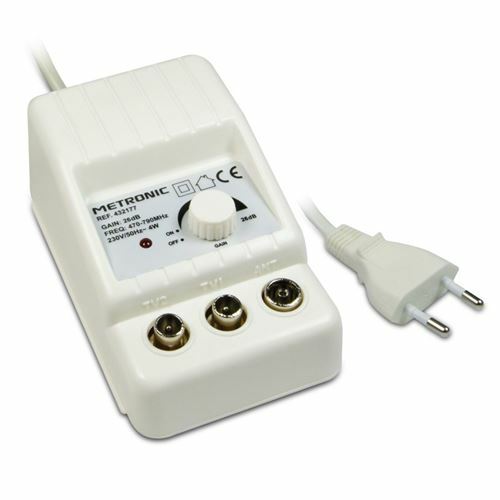 Amplificateur d'antenne TV intérieur UHF gain réglable METRONIC 432177