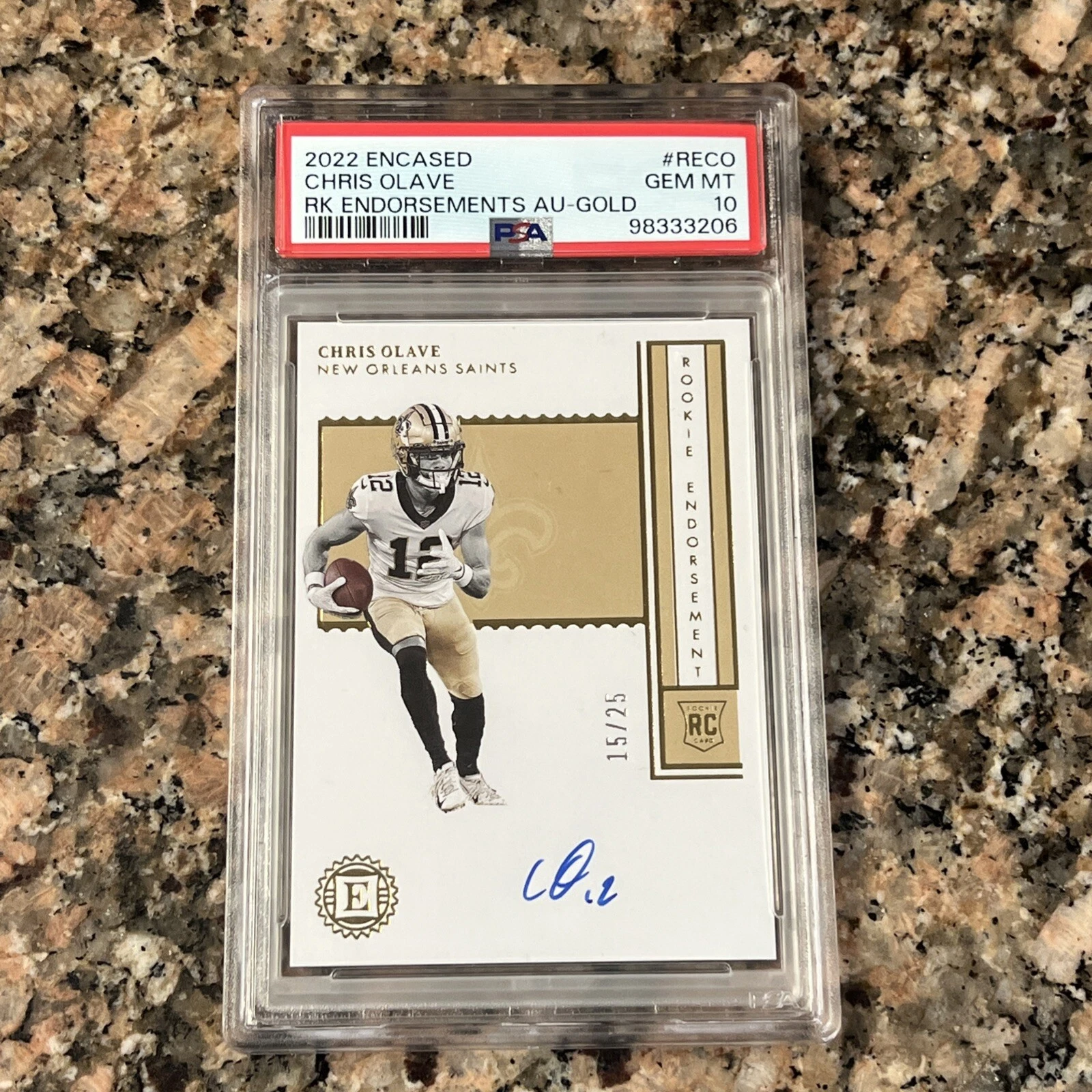 Chris Olave Panini Encased Rookie Endorsements Autographs #RECO Gold