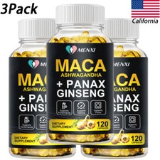 MACA ASHWAGANDHA PANAX GINSENG Capsules Testosterone Booster Stamina and Energy