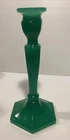 Fenton Vintage Green Jade Glass Candle Candlestick 8.5" Pre-owned Hexagon