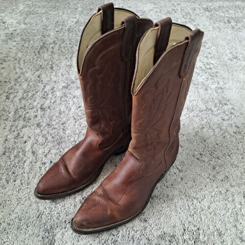 BOTAS VAQUERAS SHEPLER DE CUERO COMPLETO MARRÓN ORNAMENTADO PARA HOMBRE TALLA 8.5D ¡HECHAS EN EE. UU. BONITAS! - Imagen 3 de 16