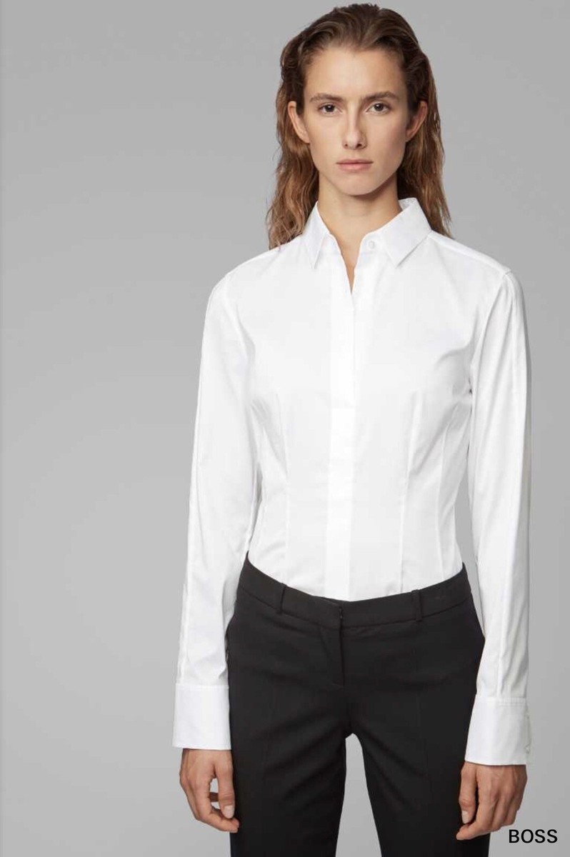 新品 BOSS ボス ワイシャツ 39A BOSS HUGO BOSS - 'Bashina4_GSU' Women's White Blouse | eBay