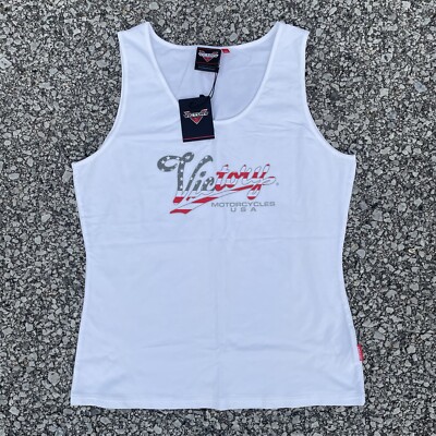 Victory Motorcycles Shirt Womens 2XL White Tank Top USA Graphic Biker Grunge