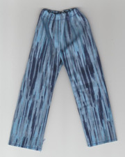 Homemade Doll Clothes-Blues and White Print Elastic Waist Pants fit Ken Doll P8