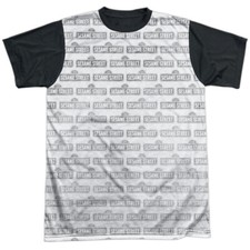 Sesame Street Bw Pattern Adult Halloween Costume T Shirt Black Back , S-3XL