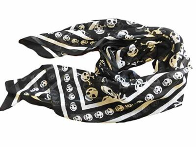 Chalina Estampada Calaveras Y Coronas - Viscosa Suave, Perfecta Para Looks Rockeros