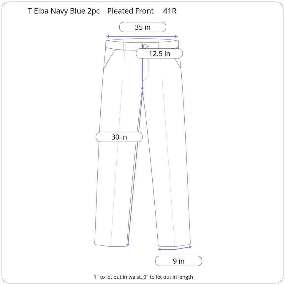 Traje de 2 piezas a rayas de lana azul marino para hombre Tasso Elba 41R chaqueta 35/30 pantalón Foto 4 de 4