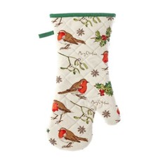Robins & Holly Gauntlet Robin CHRISTMAS oven glove oven mitt single ovenglove