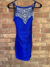 B. Darlin Rhinestone Royal Blue Short Formal Cocktail Dress, Size 3/4