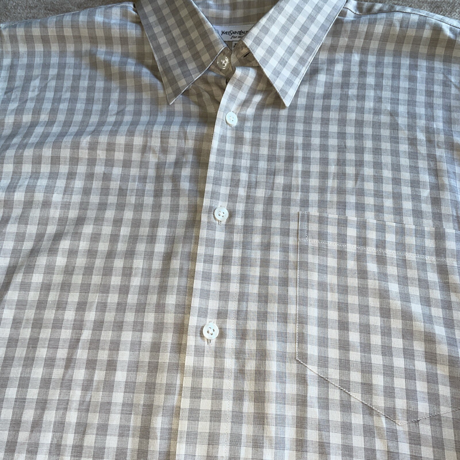 Camicia elegante uomo YSL Yves Saint Laurent a quadri con bottoni taglia L