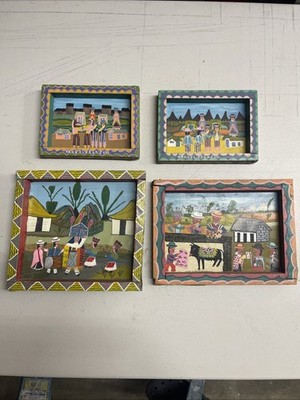 SET OF 4 BEAUTIFUL ORIGINAL ECUADORIAN  FOLK ART