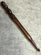 Hand carved Beautiful Hazelnut WOOD YARN CROCHET HOOK Size J