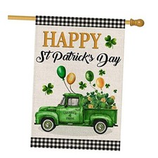 Happy St Patrick's Day House Flag 28 x 40 Double Sided,Buffalo Plaid 28x40 Inch