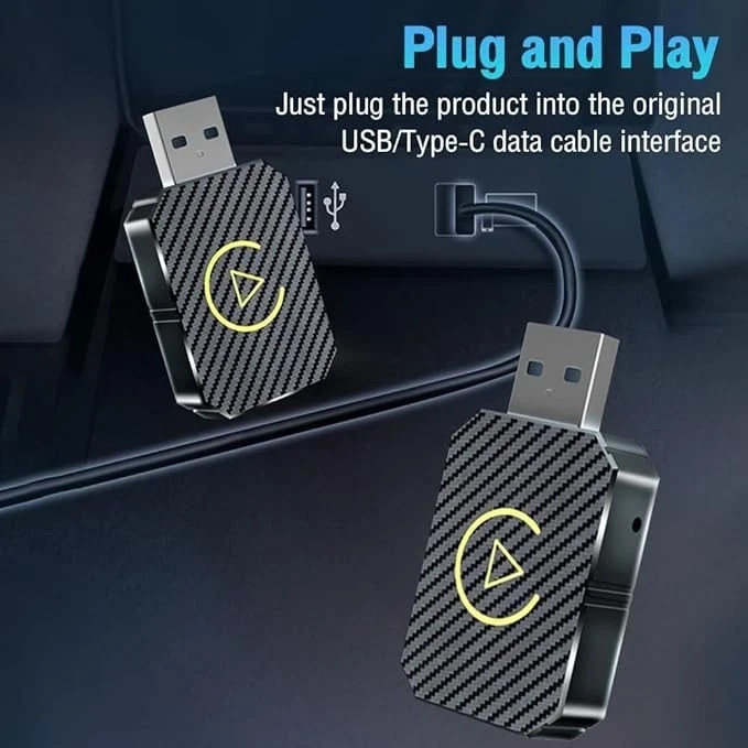 Adattatore Wireless CarPlay Auto IPHONE ANDROID 2in1 USB e Type-C Plug & Play - Miniatura 10