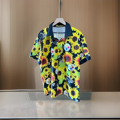 Aloha Button Up Men's Sunflowers Shirt Size 2XL Pittsburgh Stealers Used