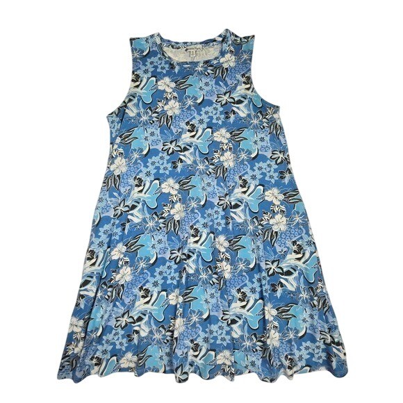 PS funky Hawaiian print mini shirt dress/ XL / beach, cover up, vaca, hibiscus