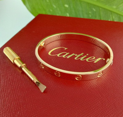 CARTIER LOVE BRACELET CLASSIC 18K YELLOW GOLD SIZE 17 W/ BOX & CERT - B4158