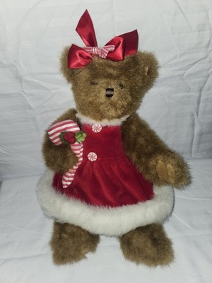 14'' Christmas Teddy Bear, Christa Cane, Excellent Condition 