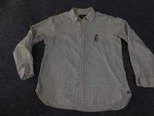 Ralph Lauren Rugby Shirt Mens XL White Blue Plaid Button Down Crest Logo Casual