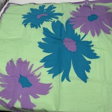 Vintage 33" Square Cotton Scarf ITALY Purple Turquoise Blue Bandana Flowers