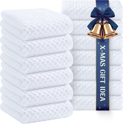 Wealuxe Super Absorbent Kitchen Towels 12 Pack - Premium 100% 15x26, White 