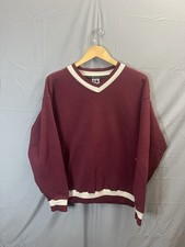 Vintage Russell Athletic Maroon Stripe High Cotton Sweatshirt Large Made In USA