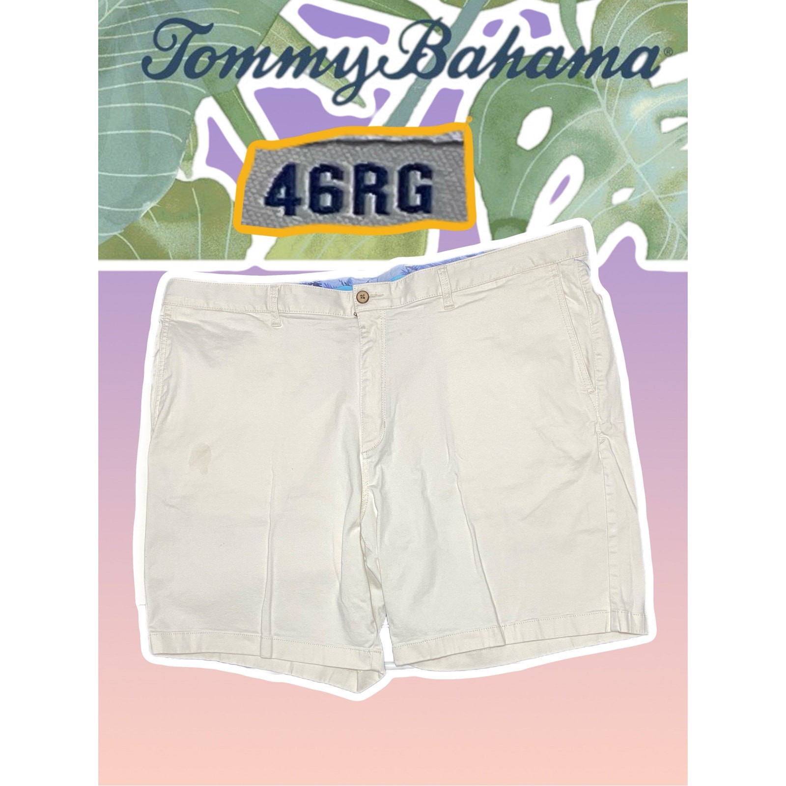 Tommy Bahama cream color Front Shorts Mens Size 46L Cotton Stretch blend