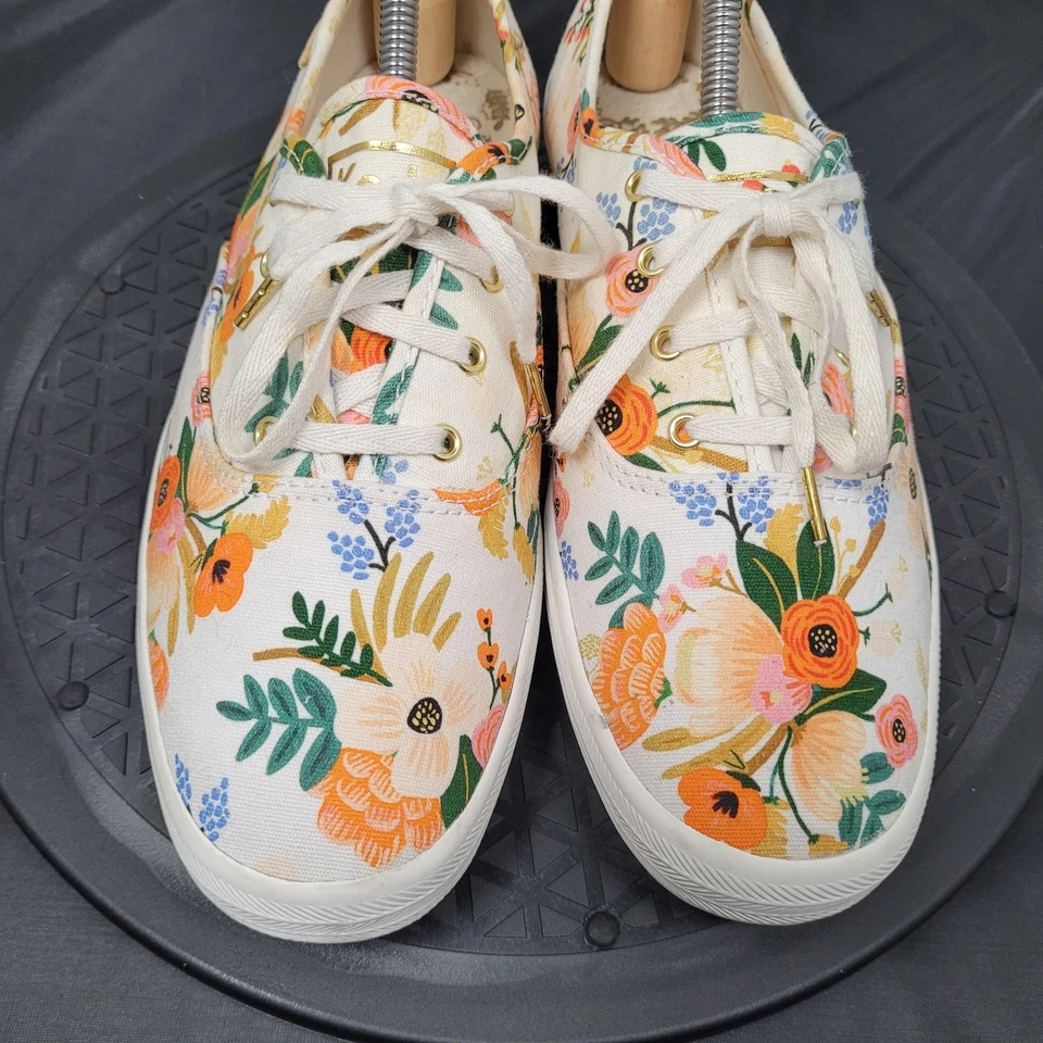 Zapatos Keds Rifle Paper Co para mujer talla 10 blancos florales de lona con cordones WF58359 Foto 4 de 4