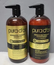 Pura d'or Advanced Therapy Anti-Hair Thinning Shampoo & Conditioner Set 24oz
