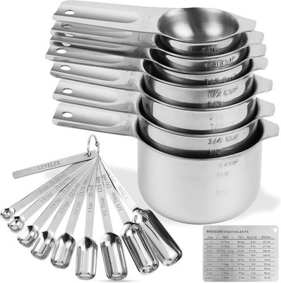 Measuring Cups and Spoons Set, 20-Piece 18/8 Stainl Steel Measuring