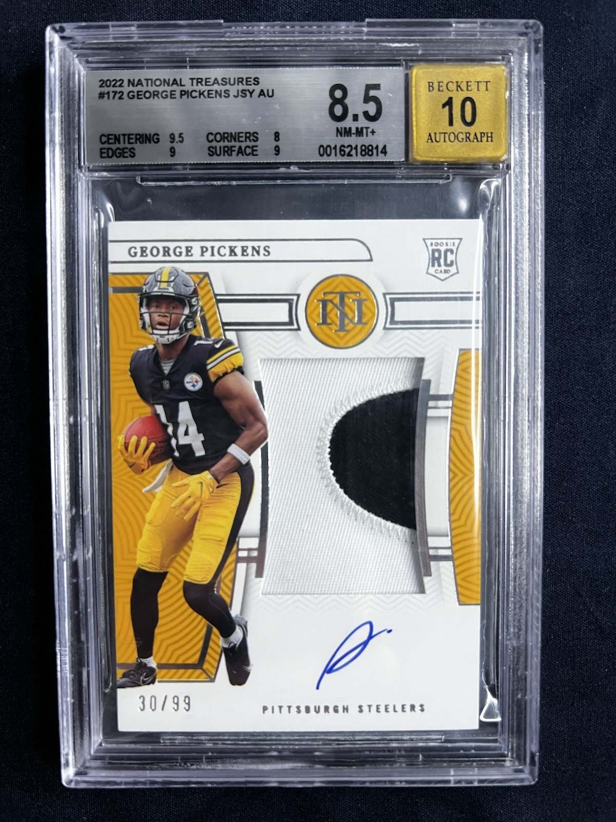 2022 National Treasures #172 George Pickens Rookie Patch Auto #/99 JSY-AU