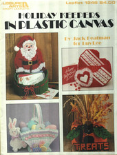 NEW HOLIDAY KEEPERS EASTER BUNNY HEART CAT SANTA PLASTIC CANVAS PATTERN BOOK