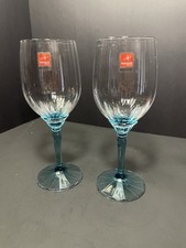 Aqua Blue Stemmed Wine Glasses Set of 2