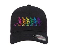 Grateful Dead Colorful Dancing Skeletons PRINTED Flexfit Fitted Ball Cap Hat