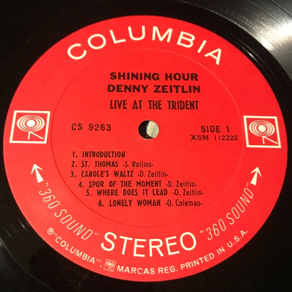 DENNY ZEITLIN SHINING HOUR LIVE AT THE TRIDENT-COLUMBIA CS 9363 JAZZ 1966 VG++ - Image 3 of 4
