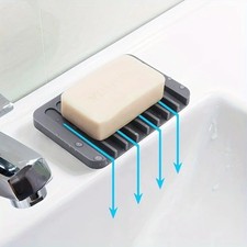 Silicone Soap Dish Holder Self Draining Soap Box Non Slip Bathroom Kitchen Sink