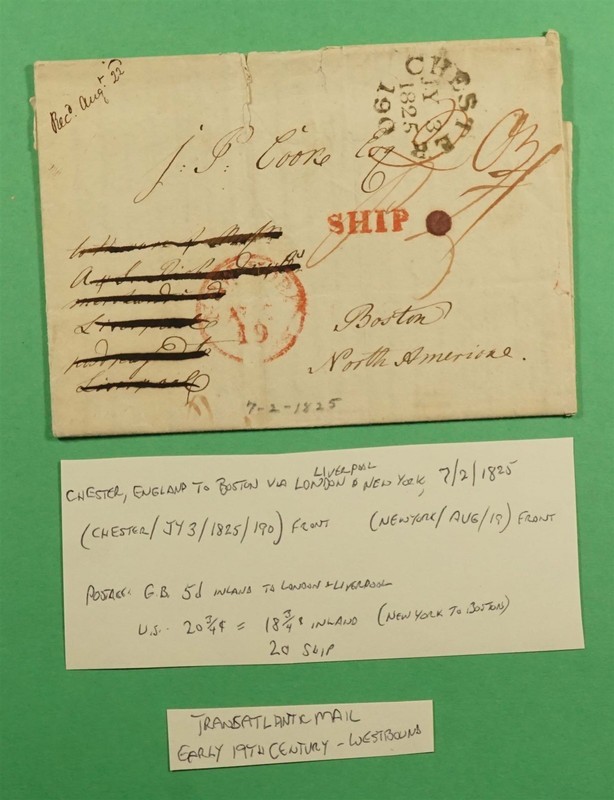 DR WHO 1825 GB STAMPLESS F/L CHESTER SHIP TO USA R76596